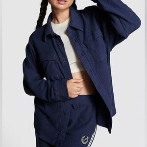 New! Victoria’s Secret PINK Reverse Fleece Button Up Shacket Womens Size XXL